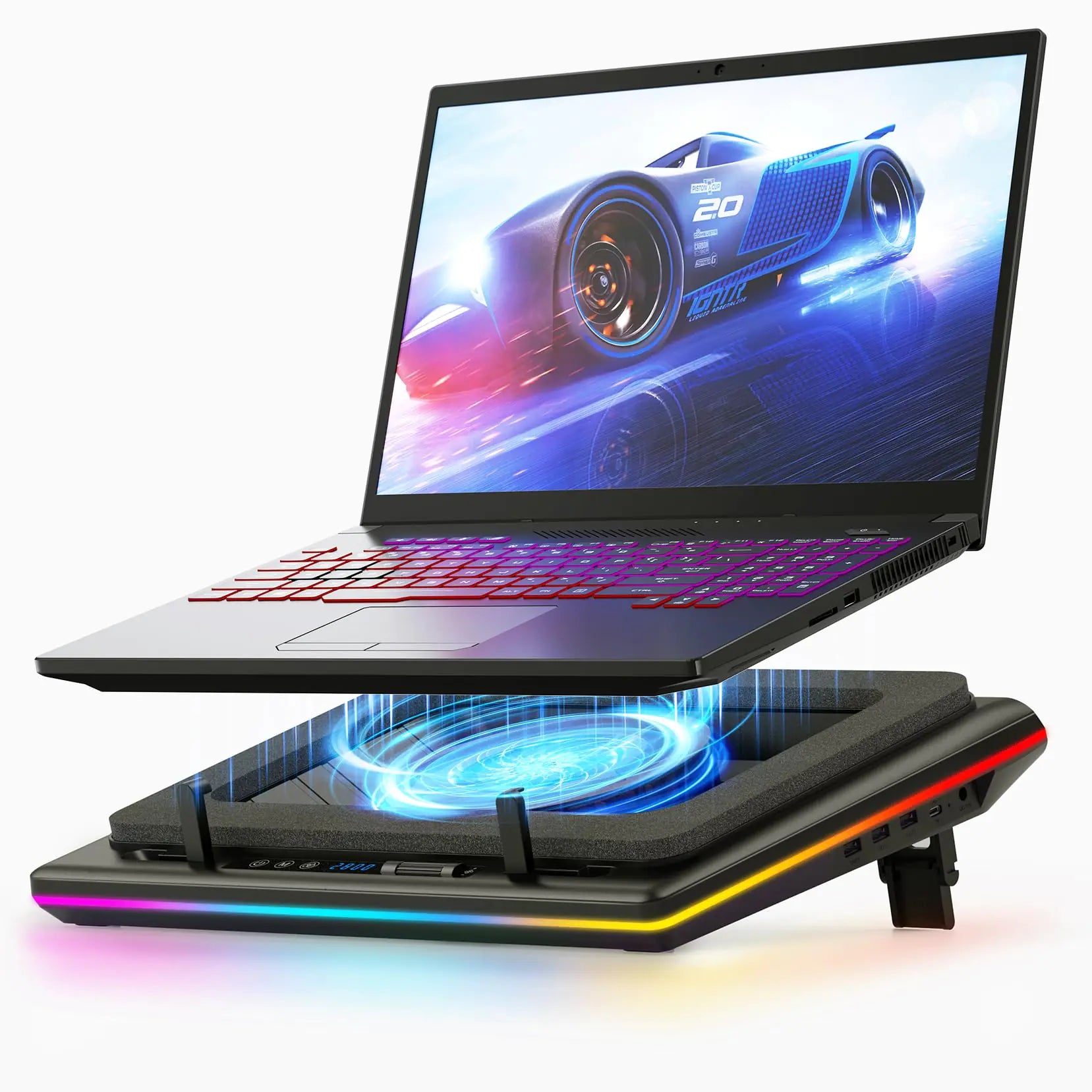 llano RGB Laptop Cooling Pad Gaming Laptop Cooler with Powerful Turbofan